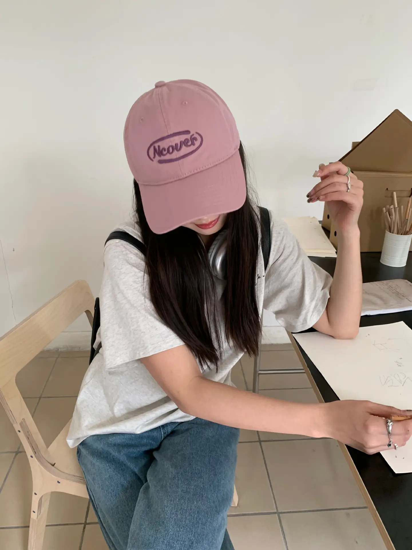 Black Letter Embroidered Baseball Cap for Women — feature 18