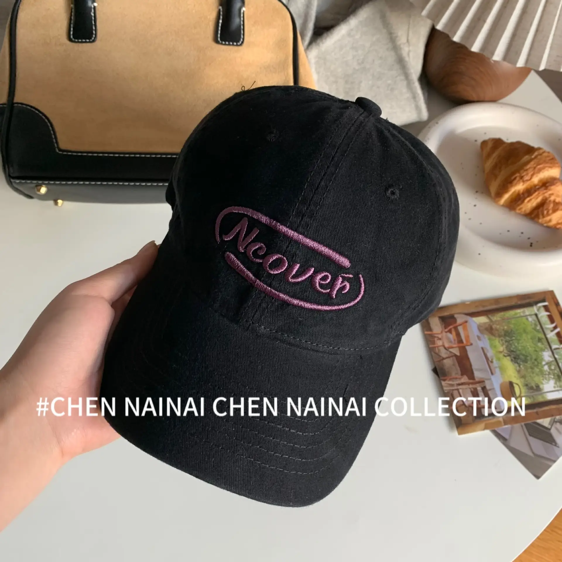 Black Letter Embroidered Baseball Cap for Women - Image 8