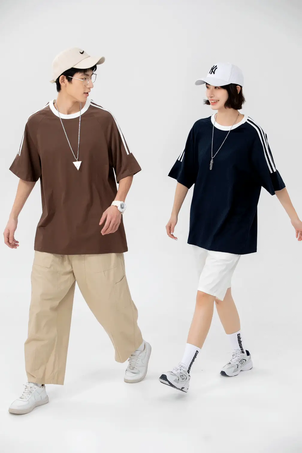 Brown 3-Stripe Drop Shoulder T-Shirt 2024 Cool Cotton — feature 12