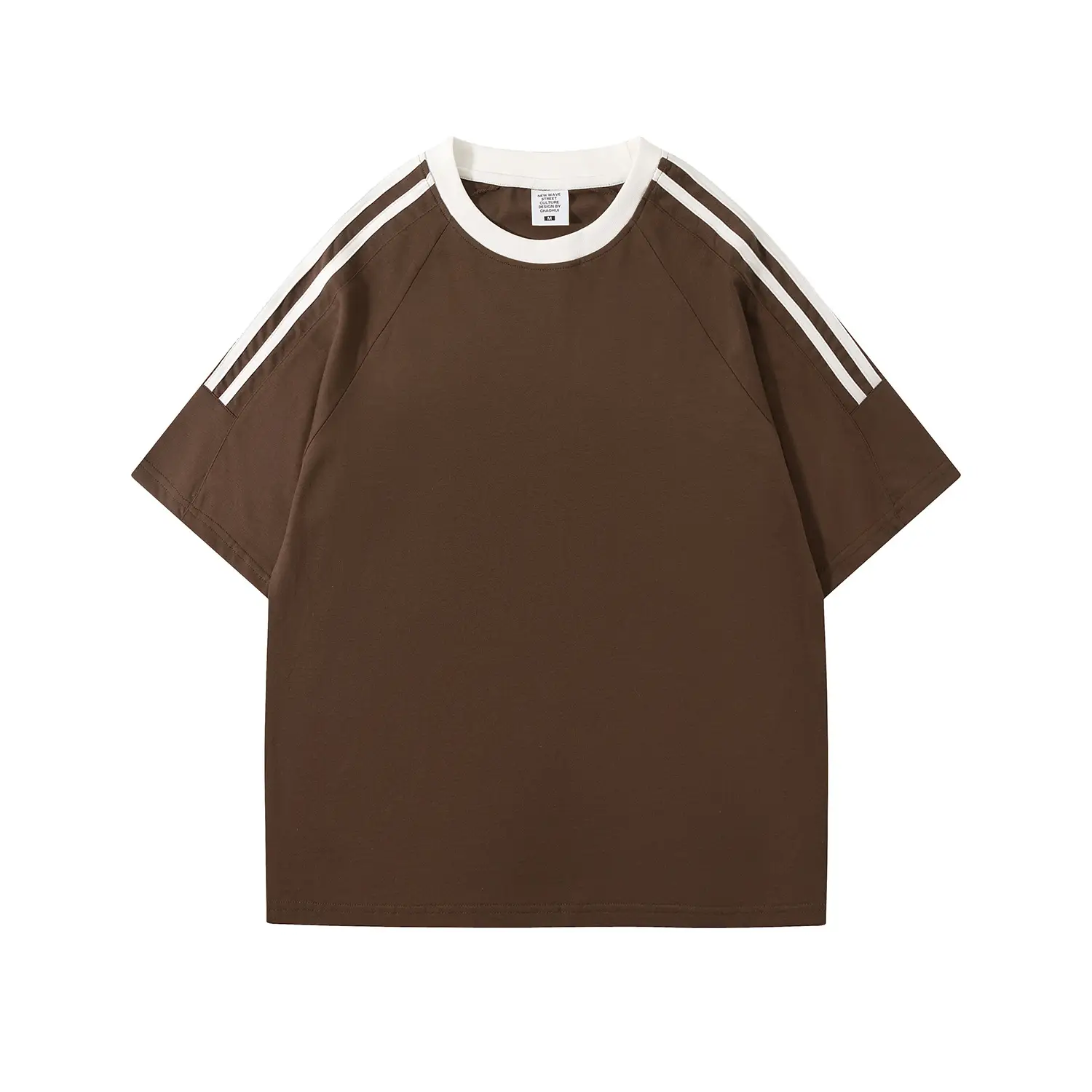 Brown 3-Stripe Drop Shoulder T-Shirt 2024 Cool Cotton - Image 2