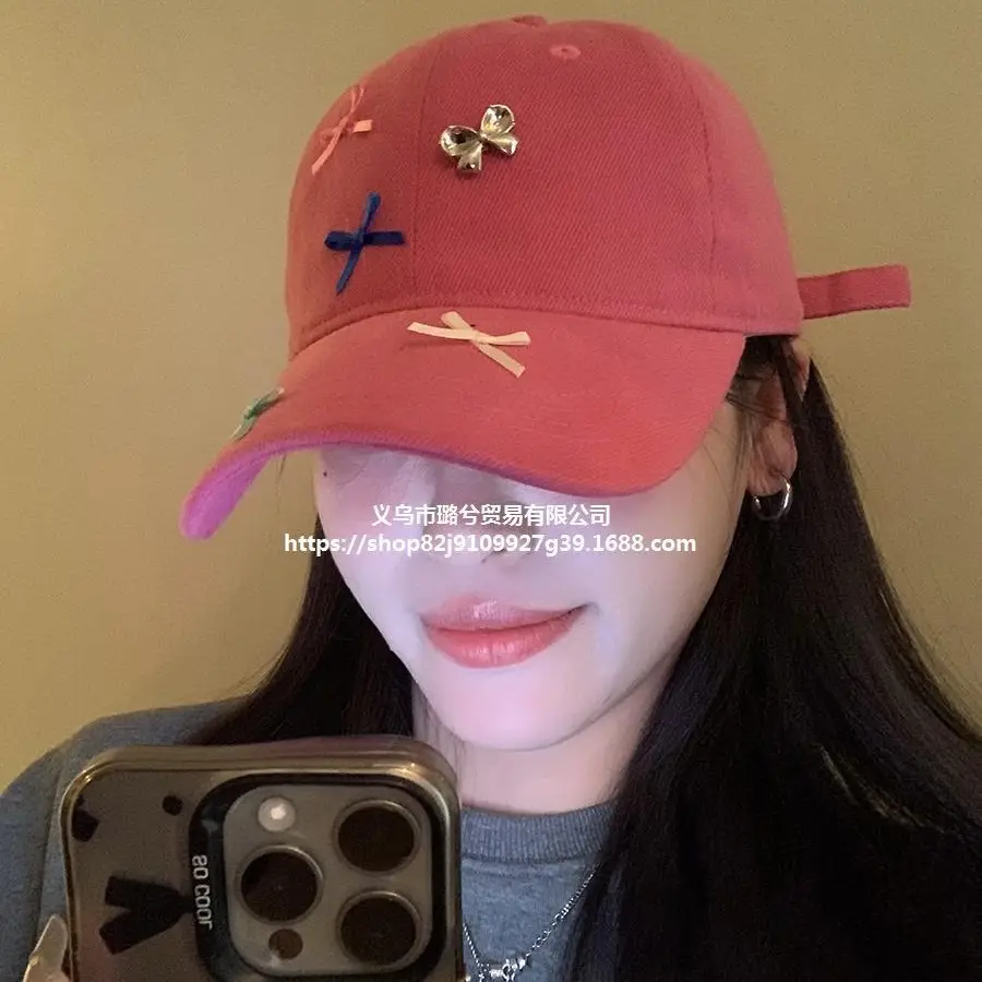 Cute Bow Baseball Caps for Girls Pink White Black