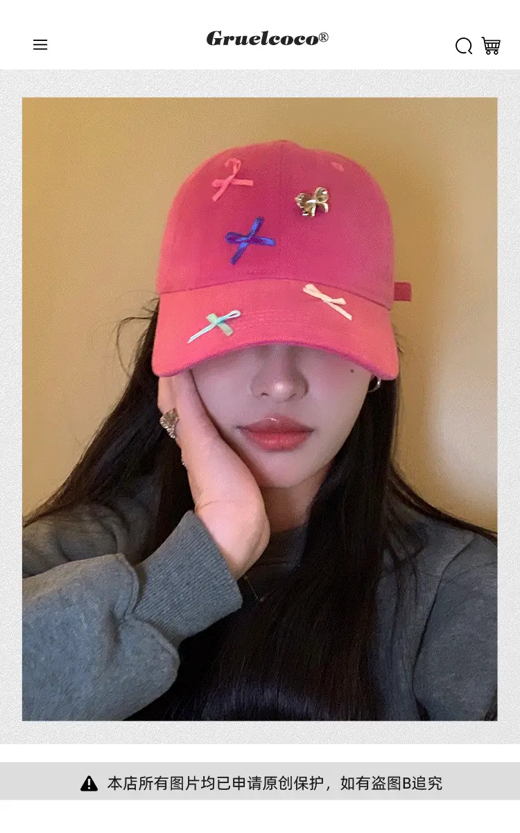 Cute Bow Baseball Caps for Girls Pink White Black — feature 1