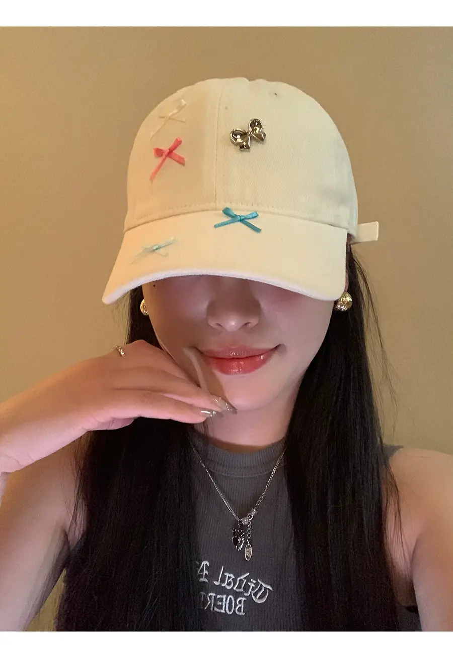 Cute Bow Baseball Caps for Girls Pink White Black — feature 10