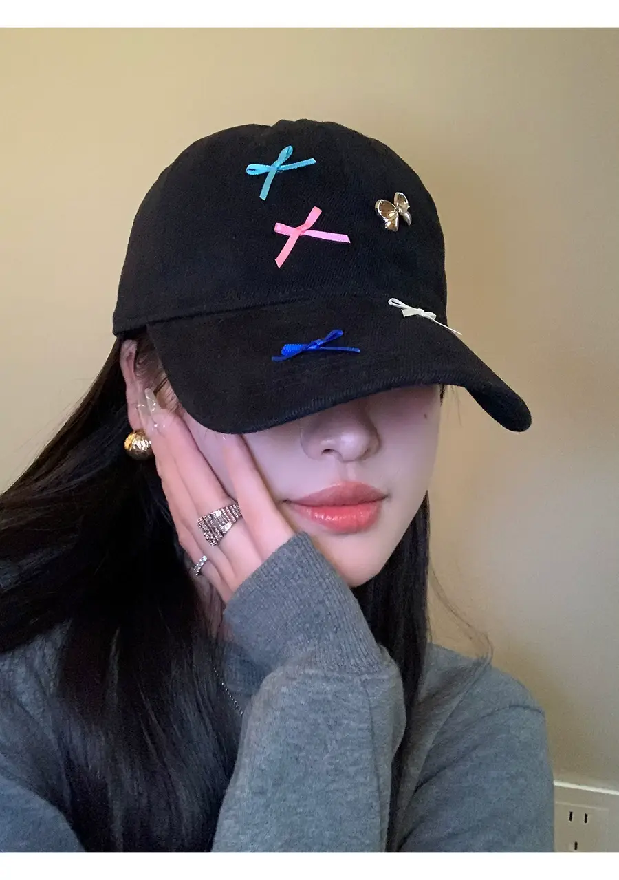 Cute Bow Baseball Caps for Girls Pink White Black — feature 14