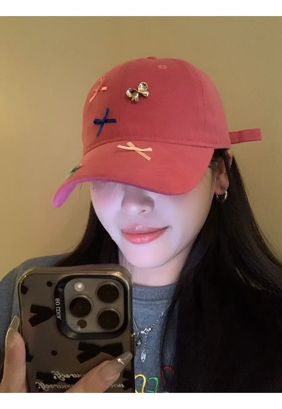 Cute Bow Baseball Caps for Girls Pink White Black — feature 8