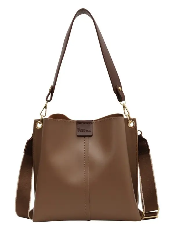 Women's Large Capacity Shoulder Messenger Bag Brown Leather - Image 9