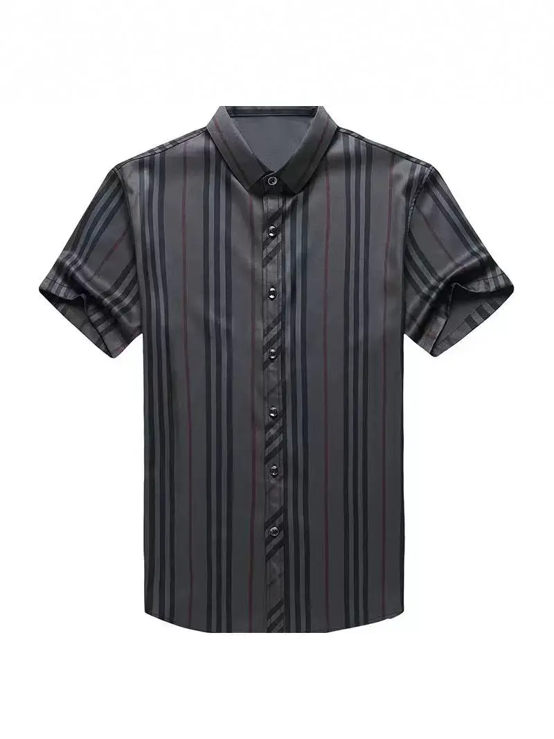 Men Striped Lapel Shirt Dark Summer Business Casual - Image 7