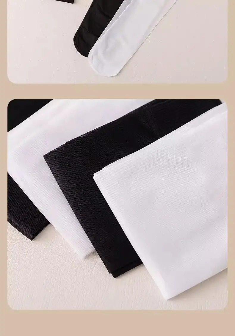 Summer Jk Calf Socks, Ultra-Thin Mid-Calf Stockings, Japanese Style Mid-Length Black Silk Velvet Core-Spun Silk Mid-Calf Stockings — feature 16