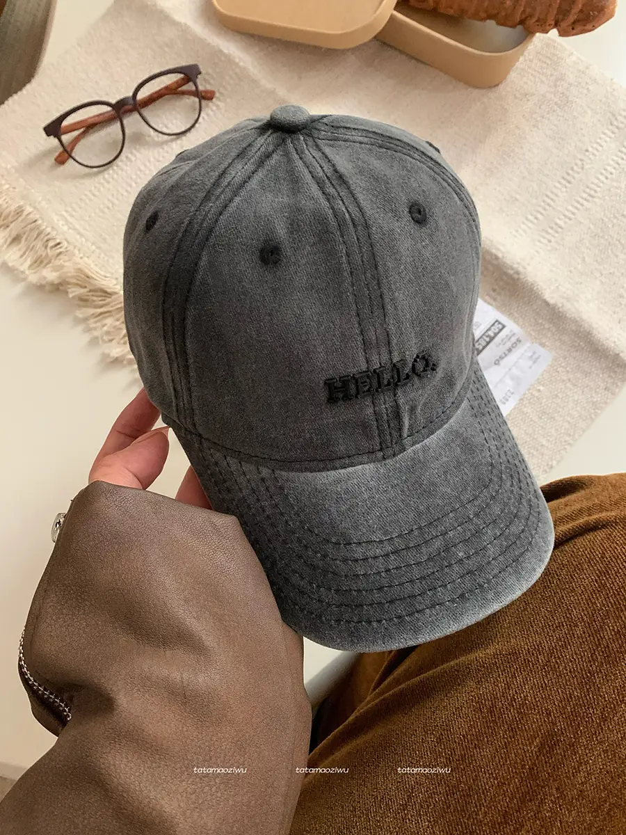 Hello Letter Embroidered Women's 2024 Cap - Image 4