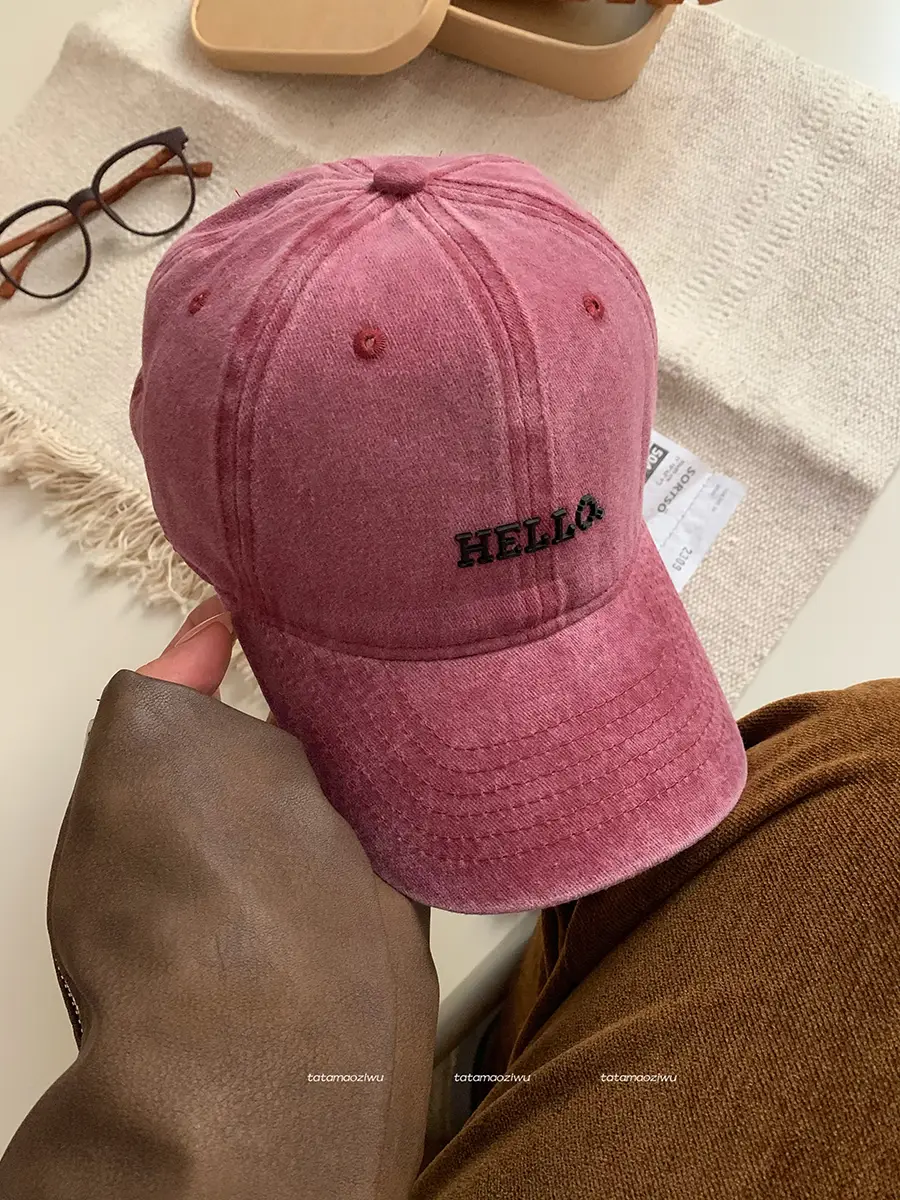 Hello Letter Embroidered Women's 2024 Cap - Image 5