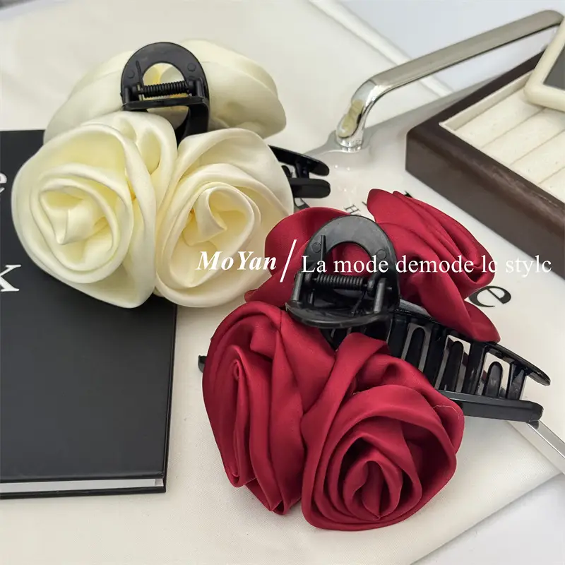 Black Rose Hairpin with High-Grade Shark Clip — feature 11
