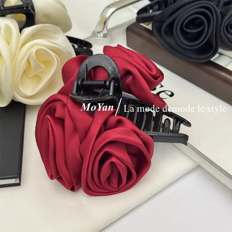 Black Rose Hairpin with High-Grade Shark Clip — feature 12