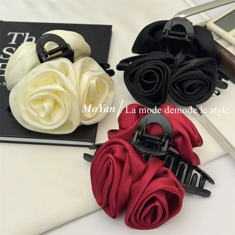 Black Rose Hairpin with High-Grade Shark Clip — feature 13