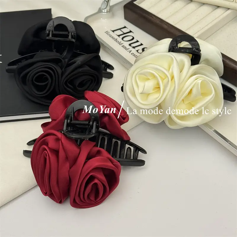 Black Rose Hairpin with High-Grade Shark Clip — feature 5