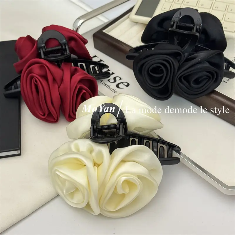 Black Rose Hairpin with High-Grade Shark Clip — feature 6