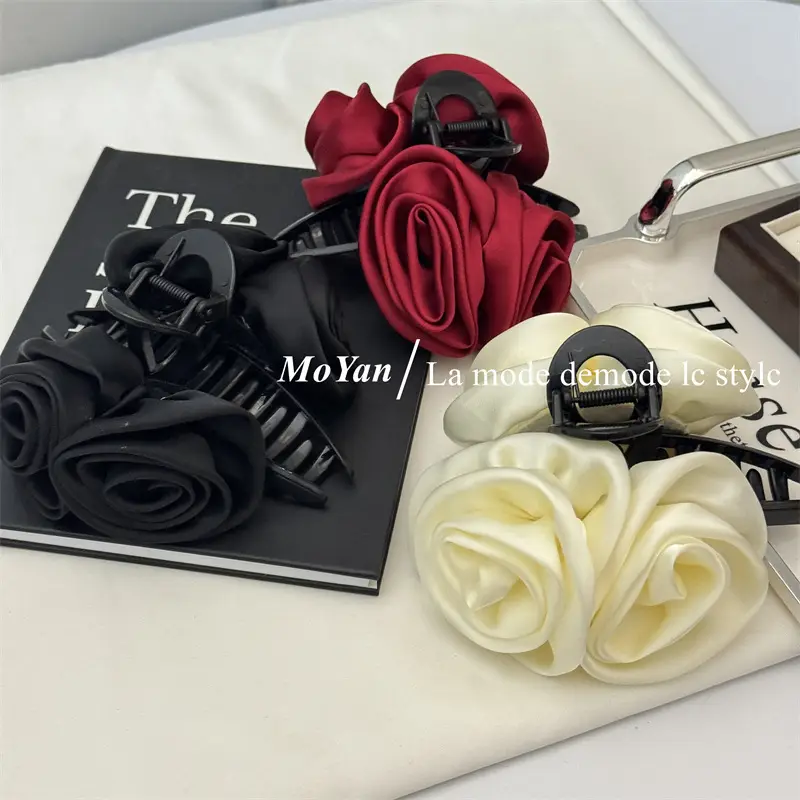 Black Rose Hairpin with High-Grade Shark Clip — feature 7