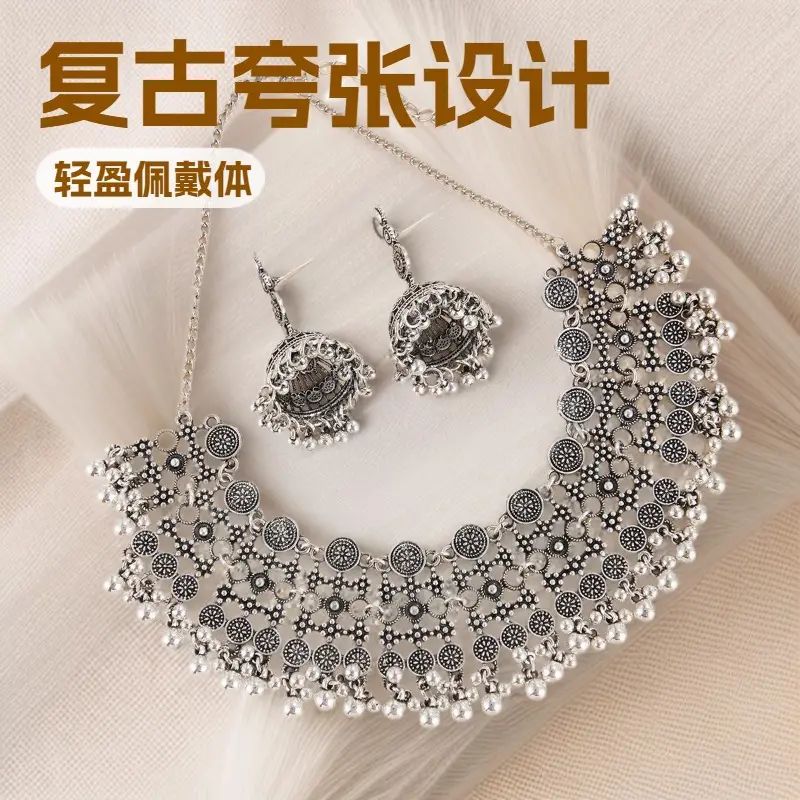 European and American Retro Exaggerated Stylish Earrings Ethnic Style Bohemian Temperament Necklace Earrings for Women Lightweight