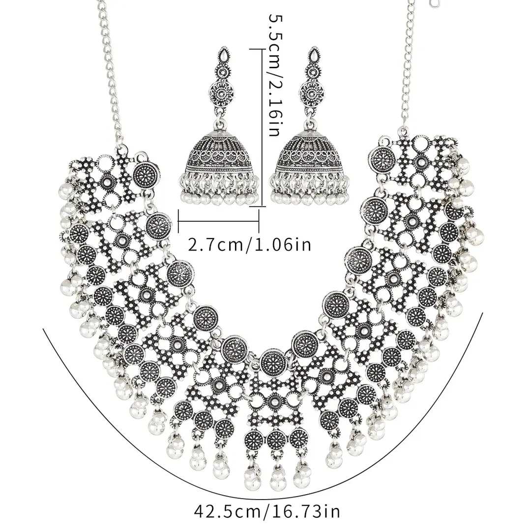 European and American Retro Exaggerated Stylish Earrings Ethnic Style Bohemian Temperament Necklace Earrings for Women Lightweight — feature 3