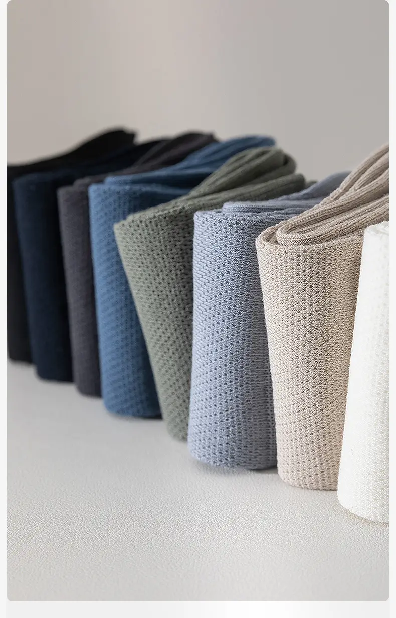Spring and Summer Pure Cotton Socks Men's Summer Antibacterial Mesh Breathable Thin Cotton Sports Sweat-Absorbing Business Stockings — feature 12