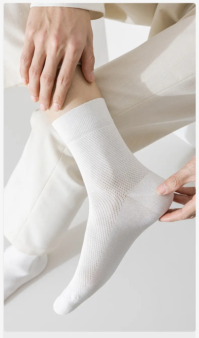 Spring and Summer Pure Cotton Socks Men's Summer Antibacterial Mesh Breathable Thin Cotton Sports Sweat-Absorbing Business Stockings — feature 17