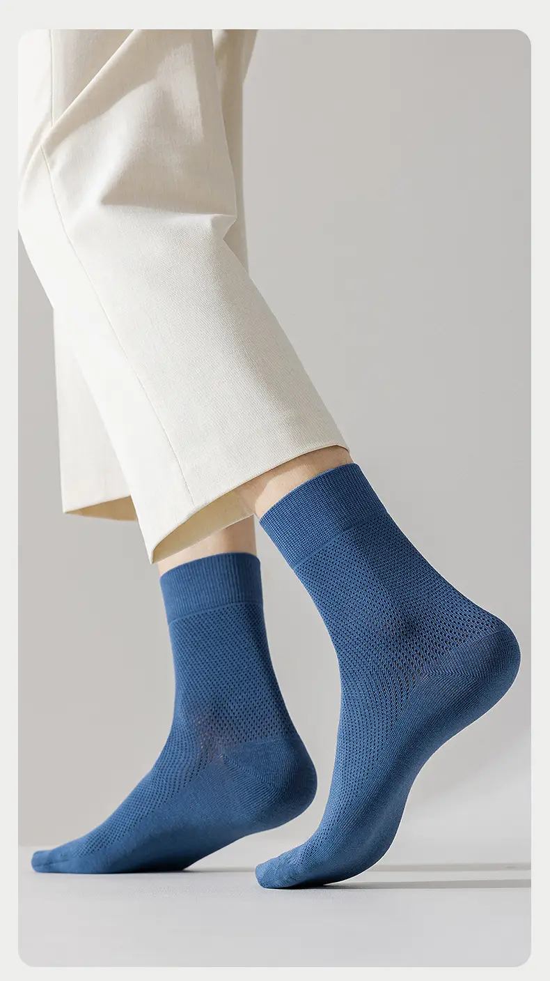 Spring and Summer Pure Cotton Socks Men's Summer Antibacterial Mesh Breathable Thin Cotton Sports Sweat-Absorbing Business Stockings — feature 29