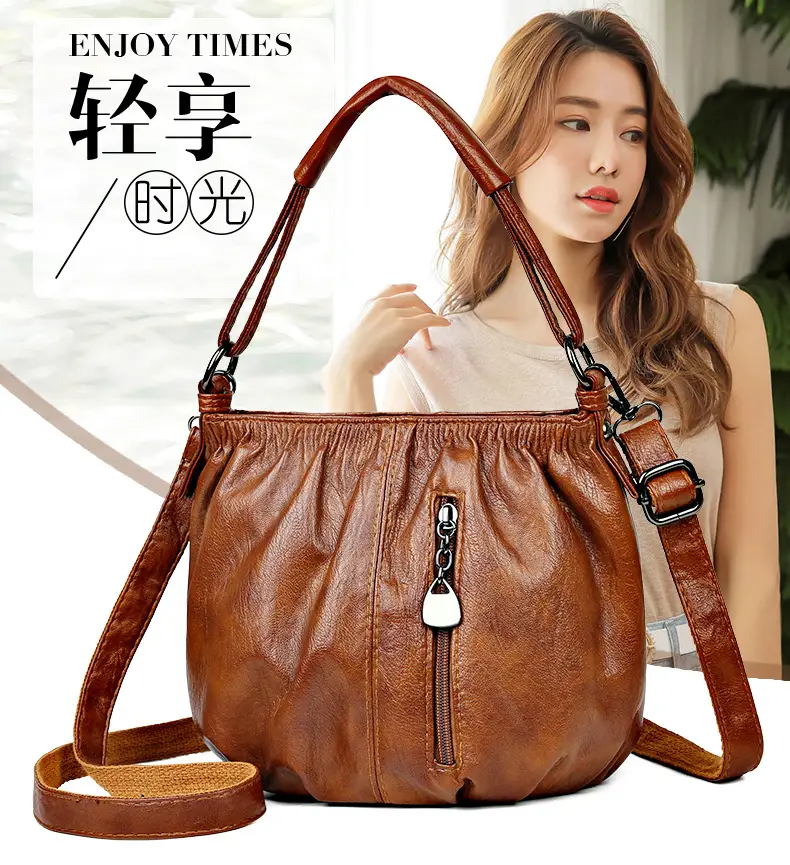 Brown Leather Crossbody Bag with Detachable Strap — feature 5