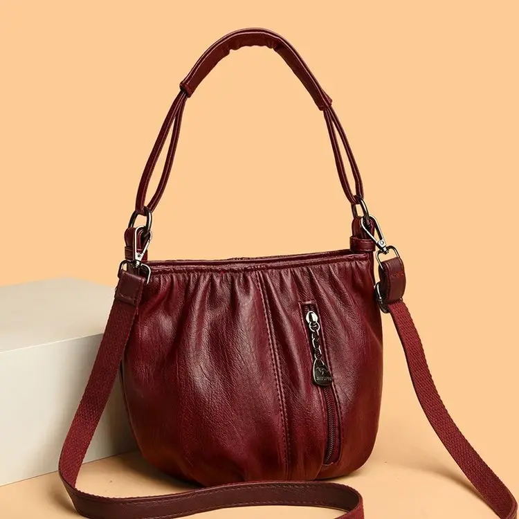 Brown Leather Crossbody Bag with Detachable Strap - Image 3