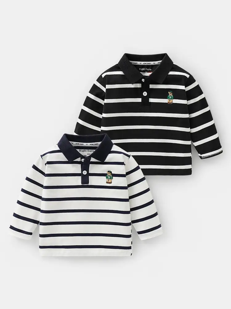 Boys Striped Polo T-Shirt Spring Autumn Kids Clothing