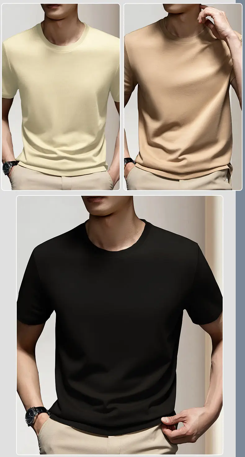 Men Black Cotton Crewneck T-Shirt High Density — feature 6