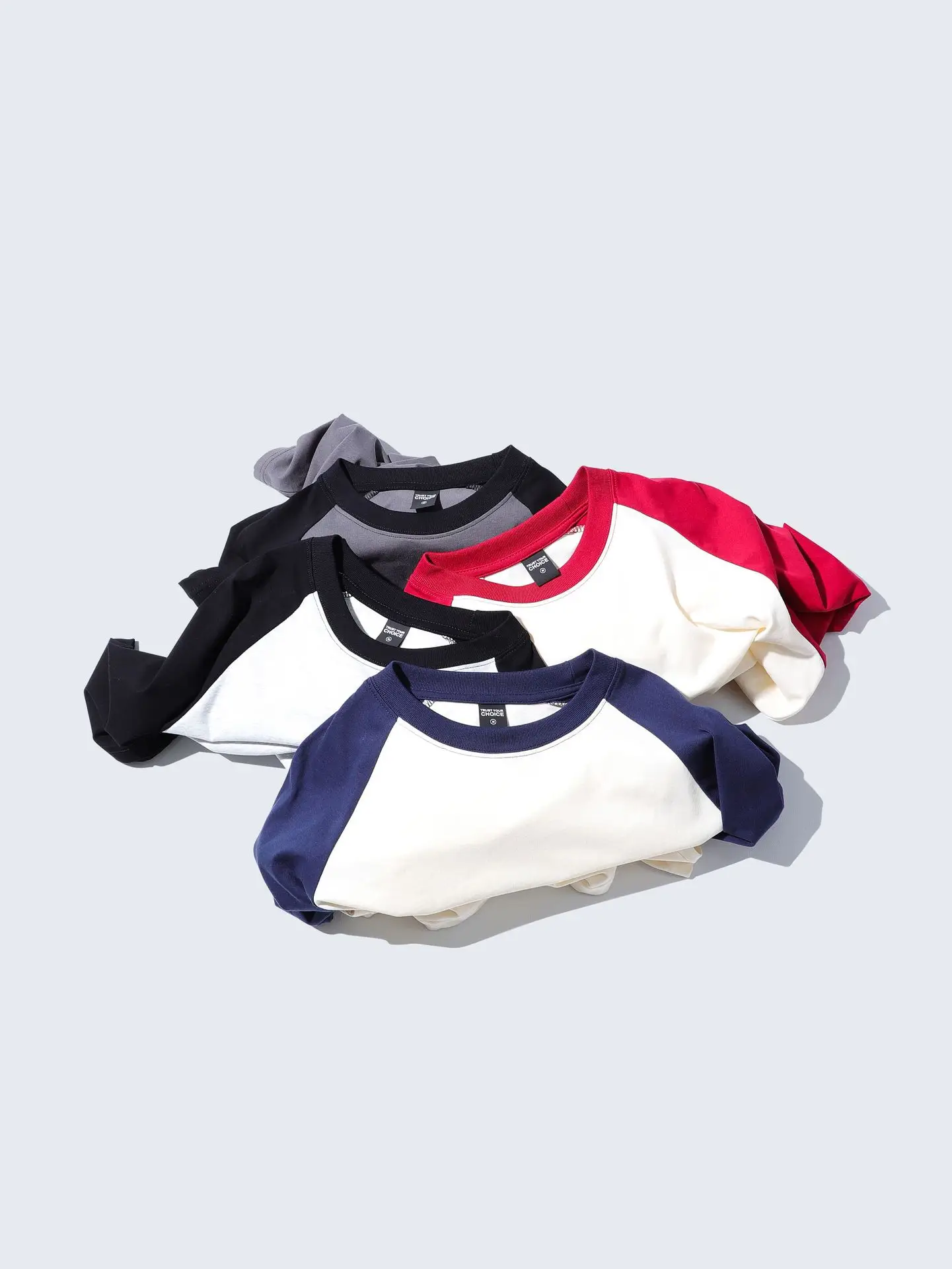 Heavy Cotton Raglan T-Shirt American Retro Round Neck - Image 17