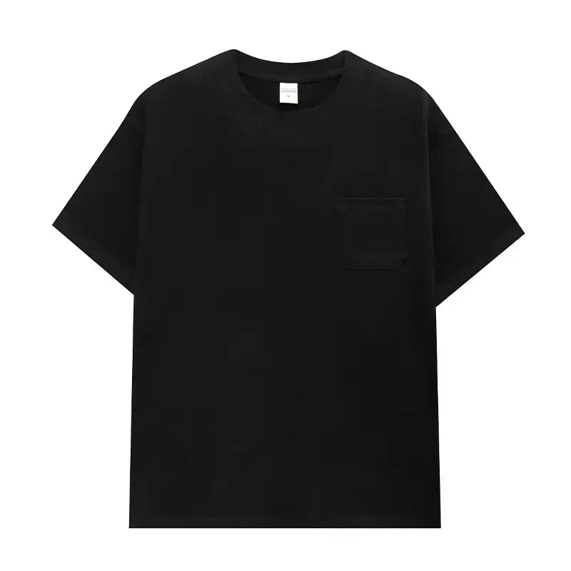 240g Cotton Round Neck T-Shirt Casual Loose Pocket Design - Image 10