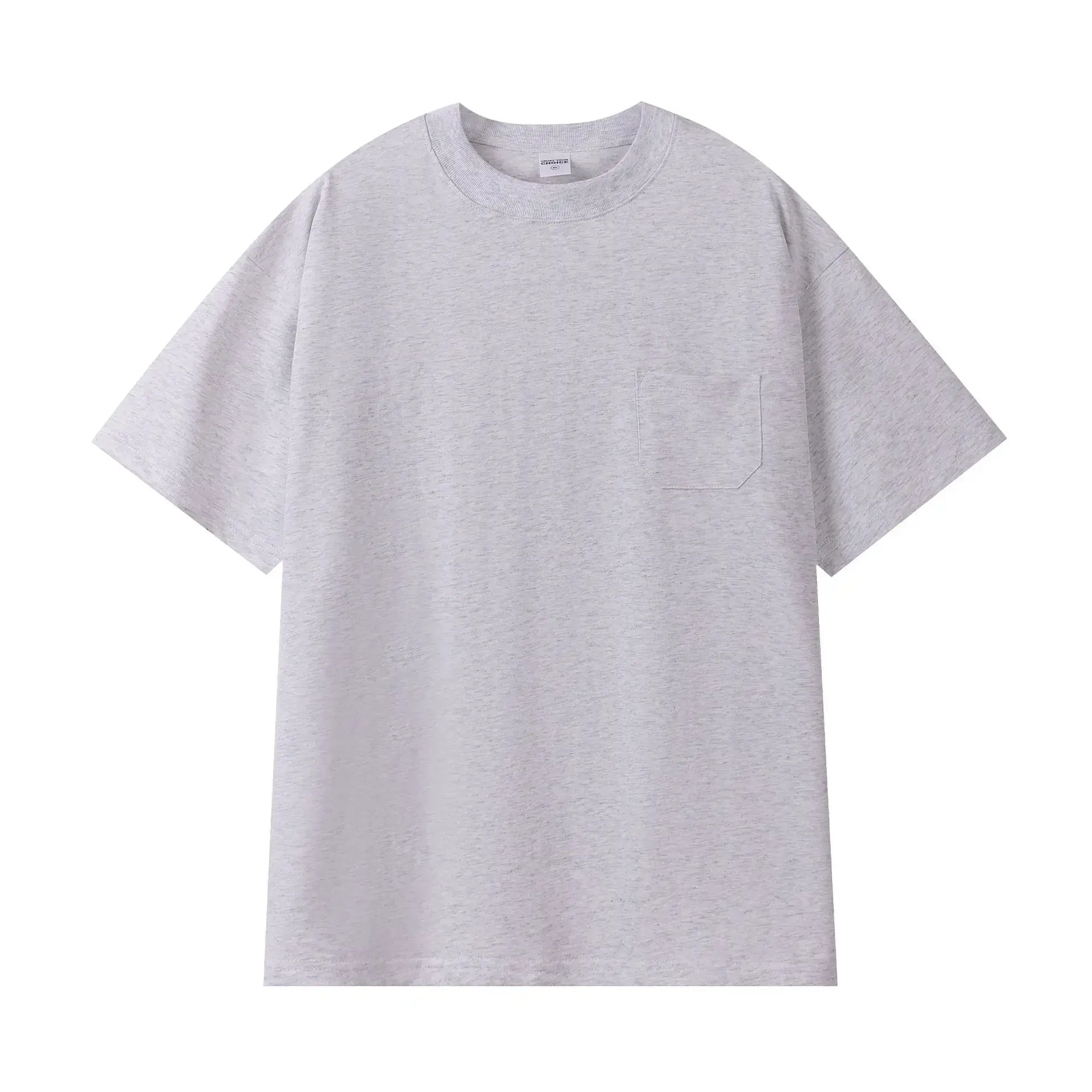 240g Cotton Round Neck T-Shirt Casual Loose Pocket Design - Image 3