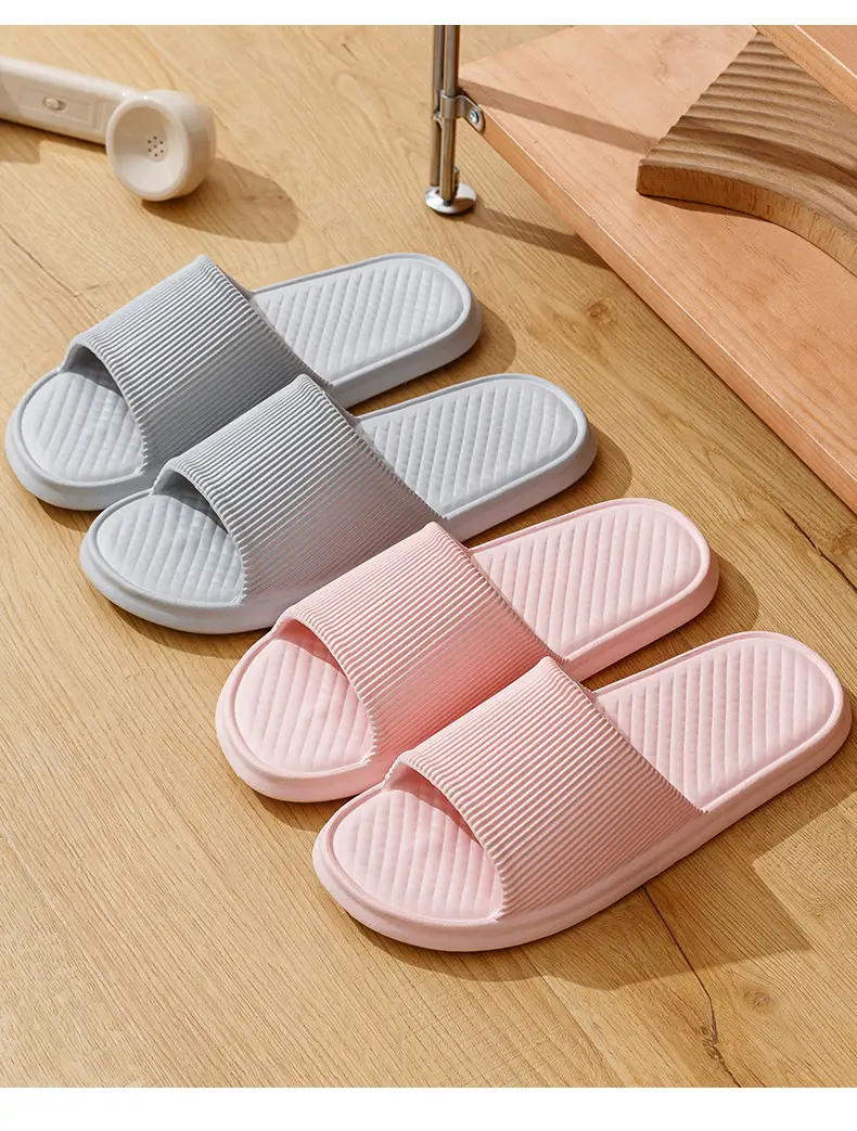 Casual Stripesd Sandals for Women, Summer Home Use, Indoor Bathroom Slippers, Lightweight Non-Slip Couple Slippers for Men — feature 13
