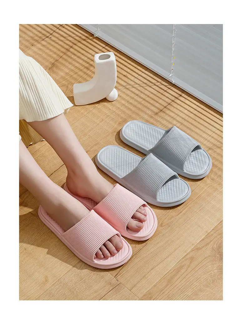 Casual Stripesd Sandals for Women, Summer Home Use, Indoor Bathroom Slippers, Lightweight Non-Slip Couple Slippers for Men — feature 14