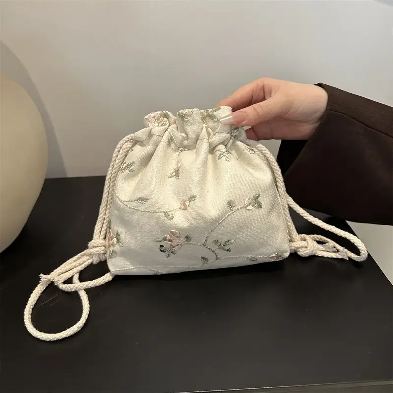Women's Black Drawstring Shoulder Messenger Bag 2024 - Image 6
