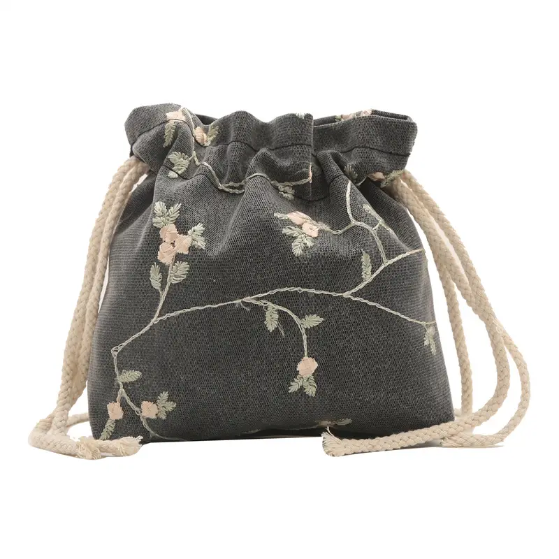 Women's Black Drawstring Shoulder Messenger Bag 2024 - Image 9