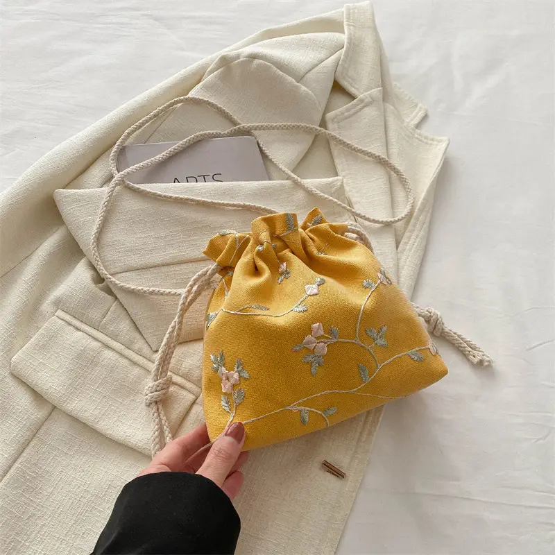 Women's Black Drawstring Shoulder Messenger Bag 2024 - Image 3