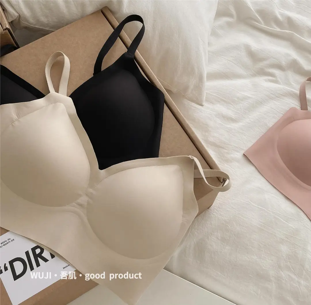 My self-made invisible opaque underwear seamless women's no steel ring gathered vest bra no size beautiful back bra — feature 5