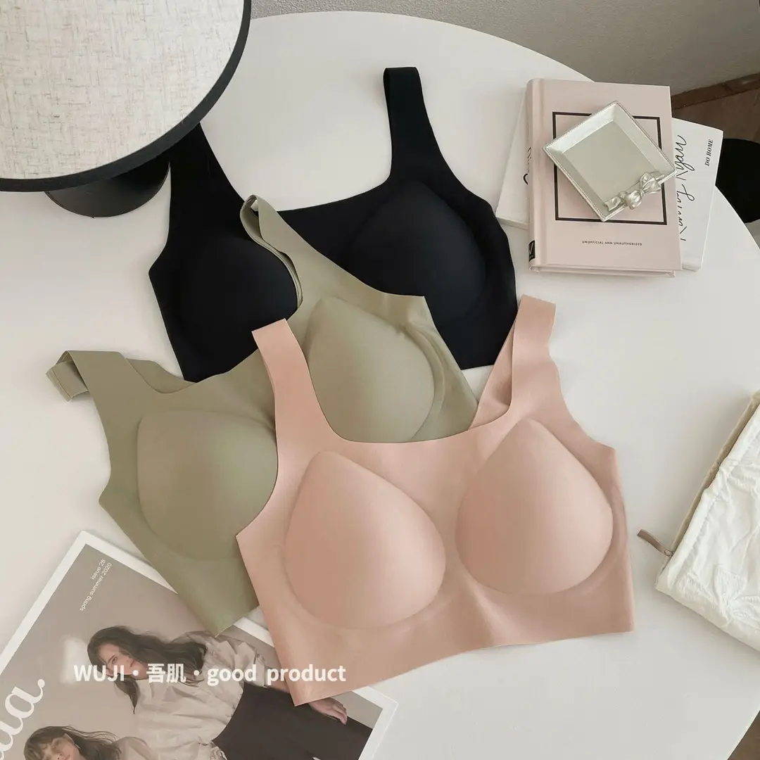 My self-made invisible opaque underwear seamless women's no steel ring gathered vest bra no size beautiful back bra — feature 8