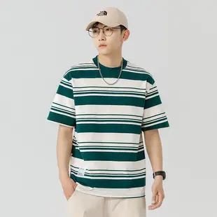 Men Striped T-Shirt Japanese Style Loose Fit — feature 14