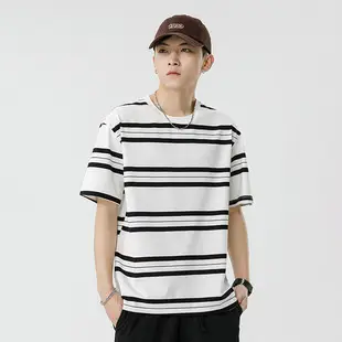 Men Striped T-Shirt Japanese Style Loose Fit — feature 15
