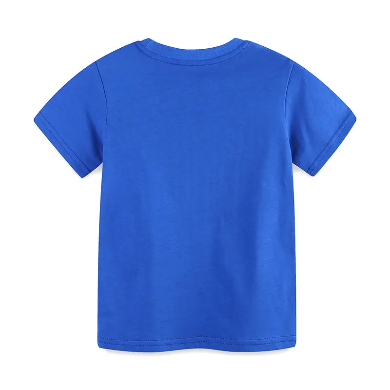 Blue Cartoon Printed Boys T-Shirt Round Neck Short Sleeve