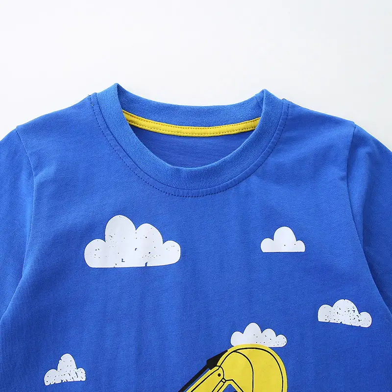 Blue Cartoon Printed Boys T-Shirt Round Neck Short Sleeve