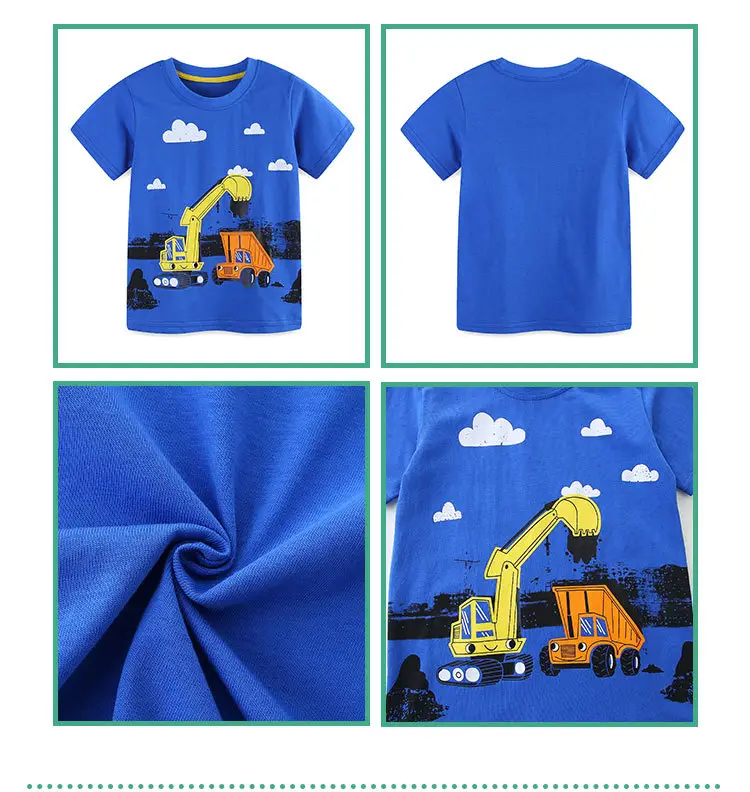 Blue Cartoon Printed Boys T-Shirt Round Neck Short Sleeve — feature 38