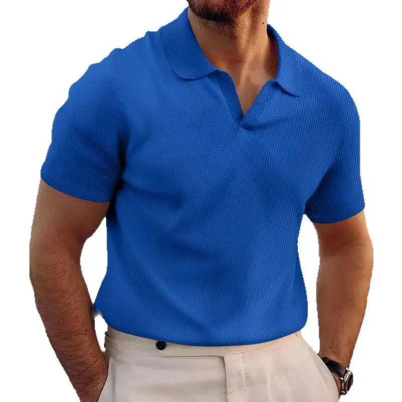 Men's White Lapel T-Shirt Heavy Waffle Oversize - Image 9