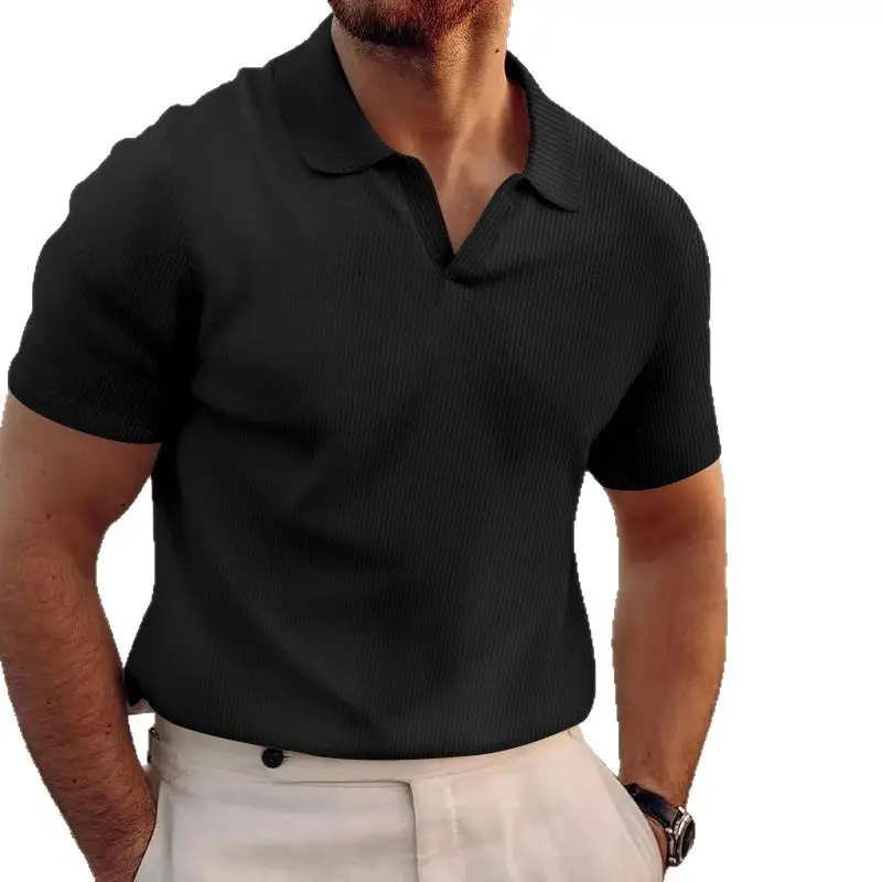 Men's White Lapel T-Shirt Heavy Waffle Oversize - Image 10
