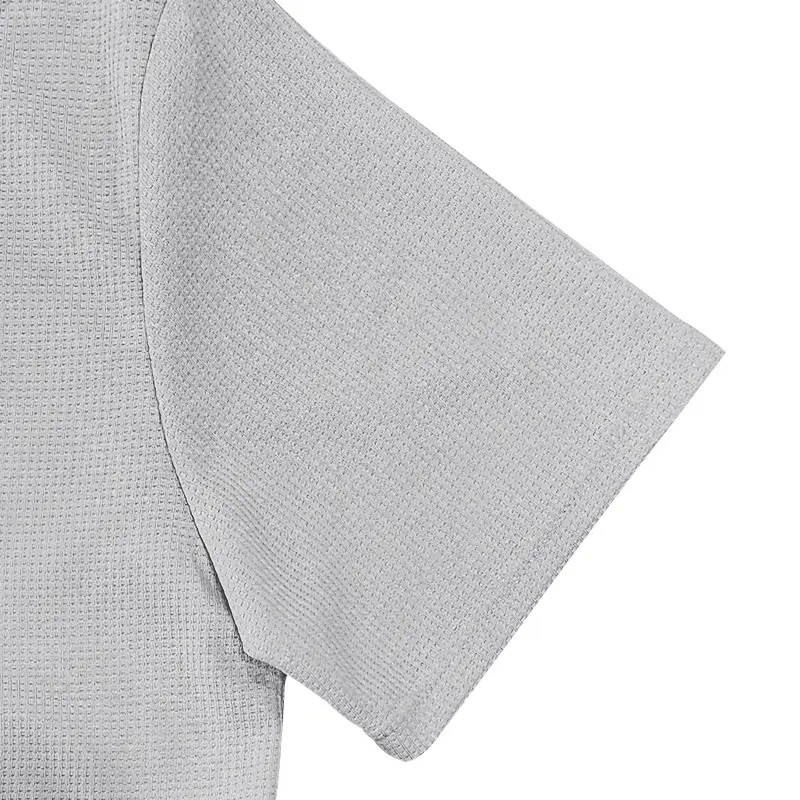 Men's White Lapel T-Shirt Heavy Waffle Oversize — feature 11