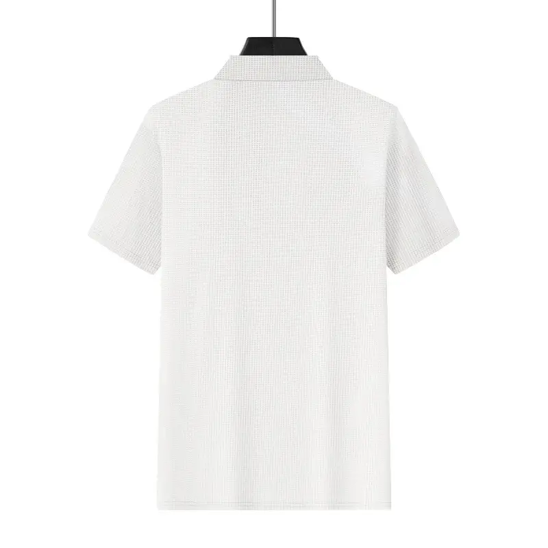Men's White Lapel T-Shirt Heavy Waffle Oversize — feature 18