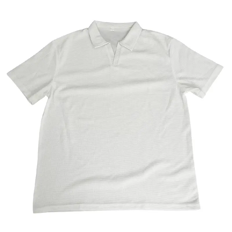 Men's White Lapel T-Shirt Heavy Waffle Oversize — feature 19