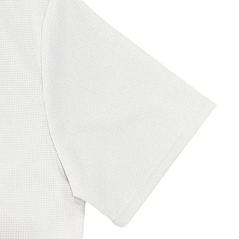 Men's White Lapel T-Shirt Heavy Waffle Oversize — feature 21